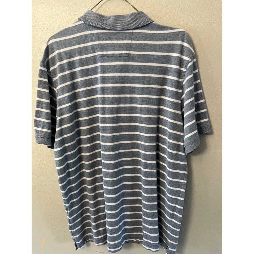 BANANA REPUBLIC Polo Shirt Striped Preppy Men XL Blue White Cotton Short Sleeve - Picture 4 of 6